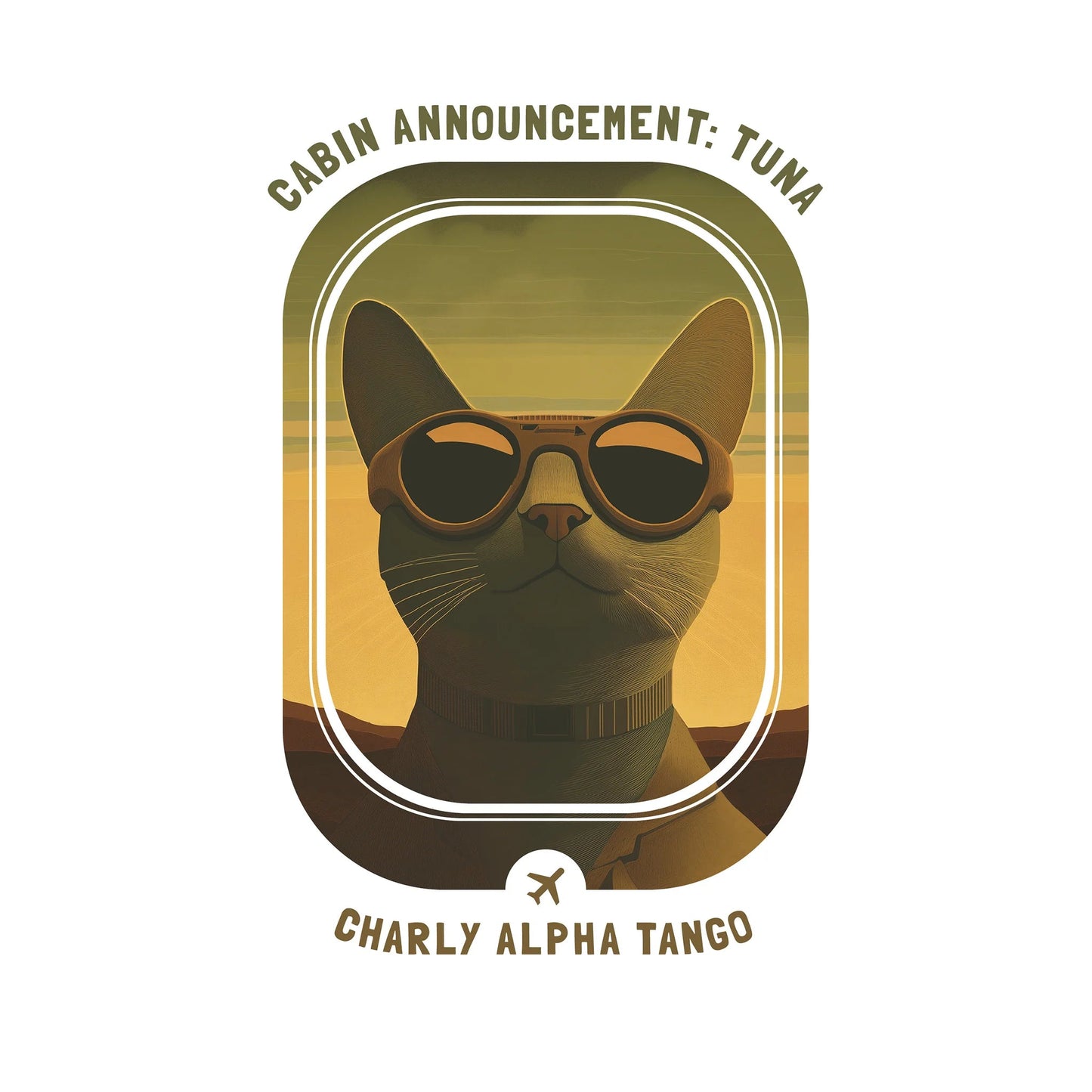 Cabin Announcement: Tuna - Soaring Cat T-Shirt White Artwork