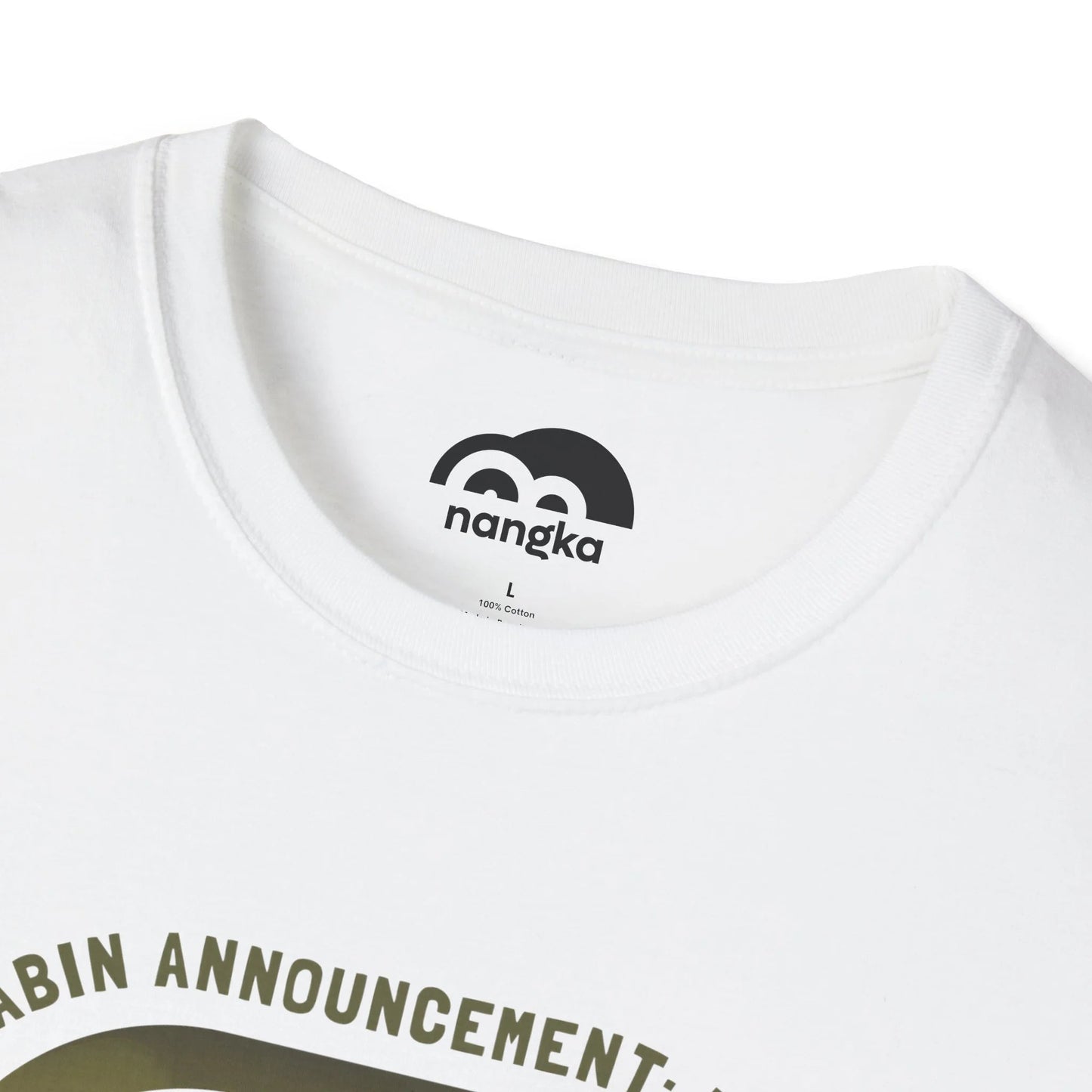 Cabin Announcement: Tuna - Soaring Cat T-Shirt White Closeup