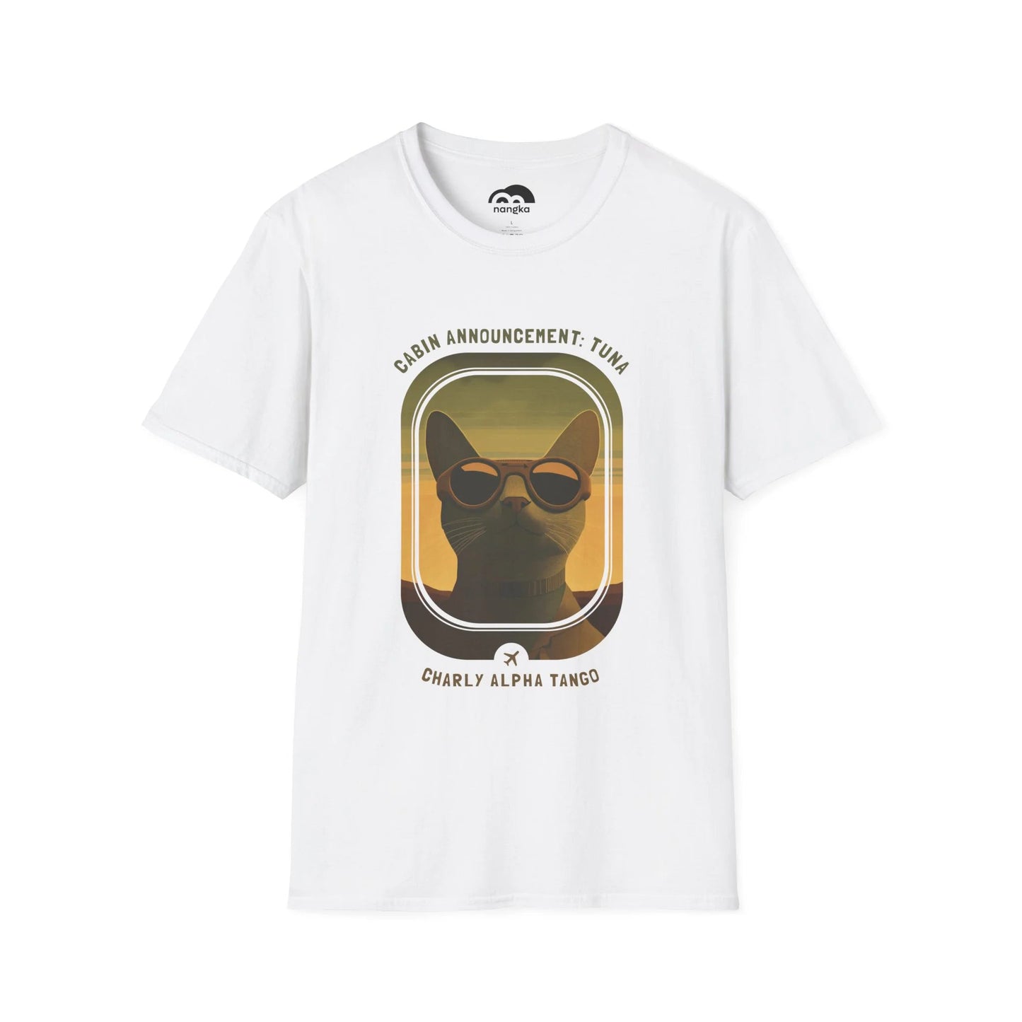 Cabin Announcement: Tuna - Soaring Cat T-Shirt White Front
