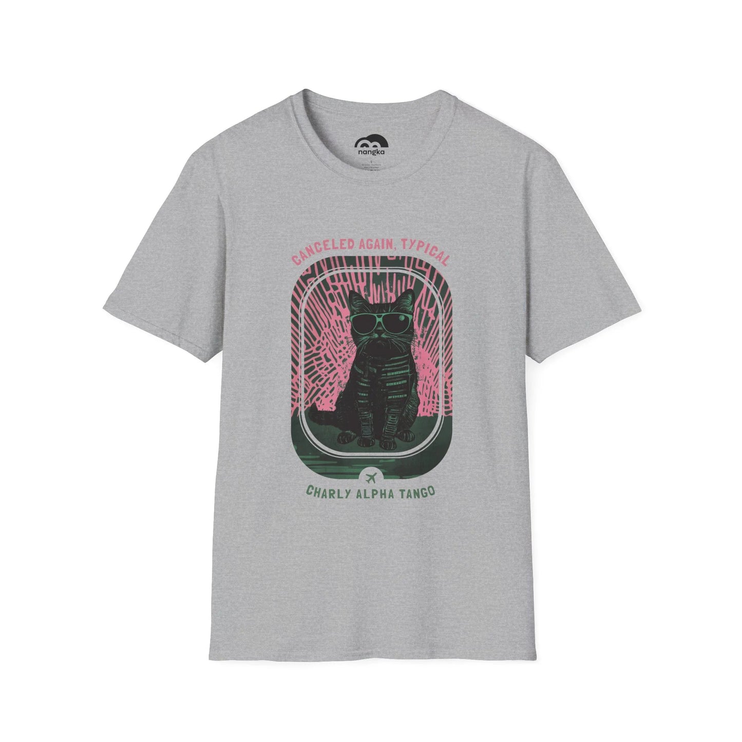 Cancelled Again, Typical - Soaring Cat T-Shirt Spot Grey Front