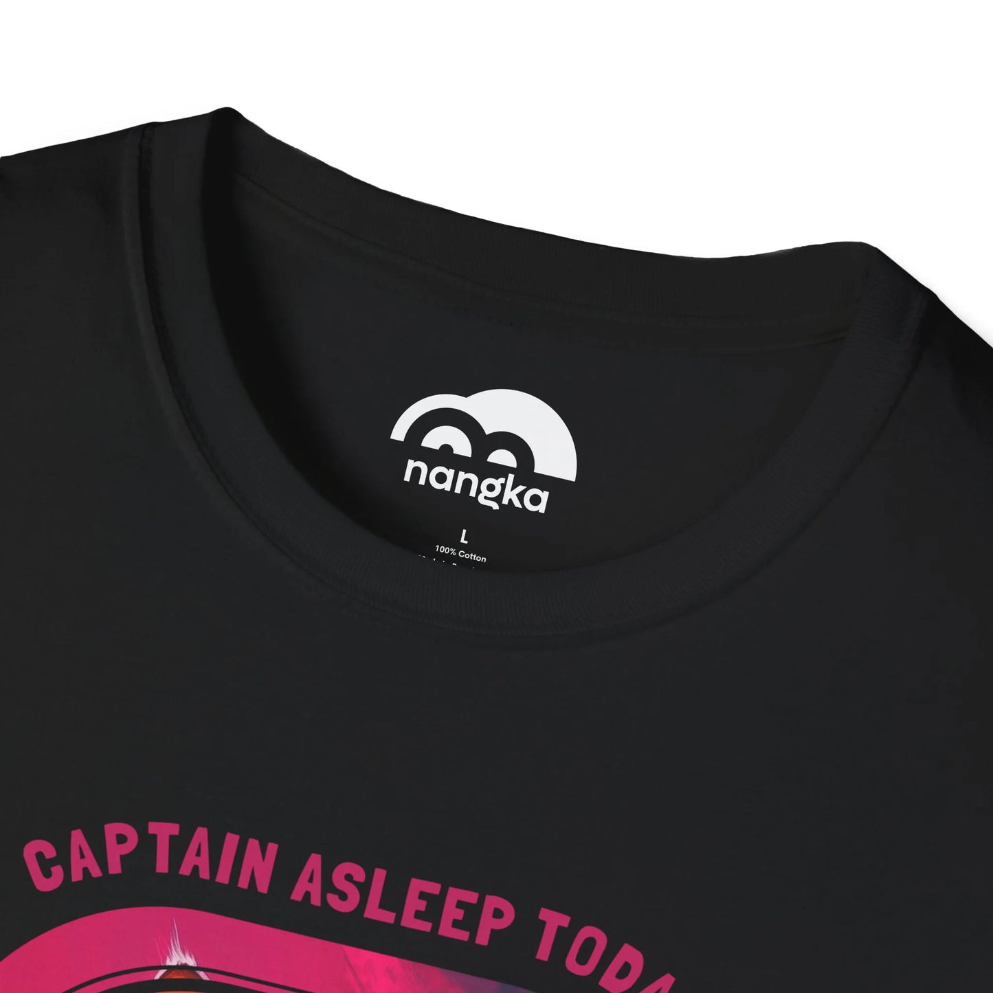 Captain Asleep Today - Soaring Cat T-Shirt Black Collar