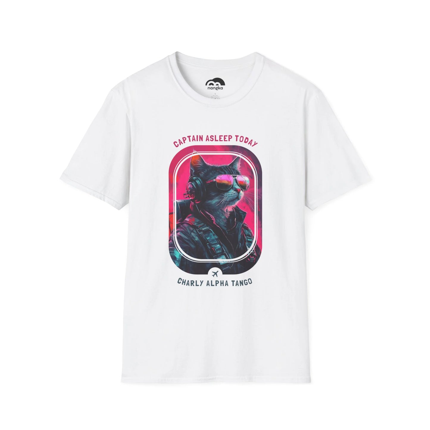 Captain Asleep Today - Soaring Cat T-Shirt White Front