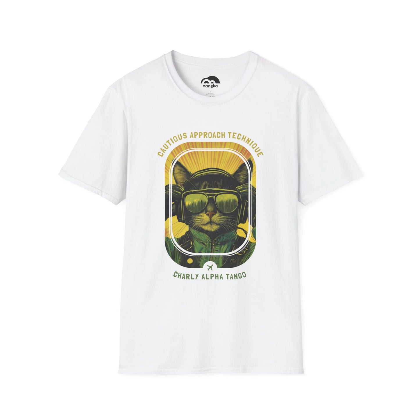 Cautious Approach Technique - Soaring Cat T-Shirt White Front