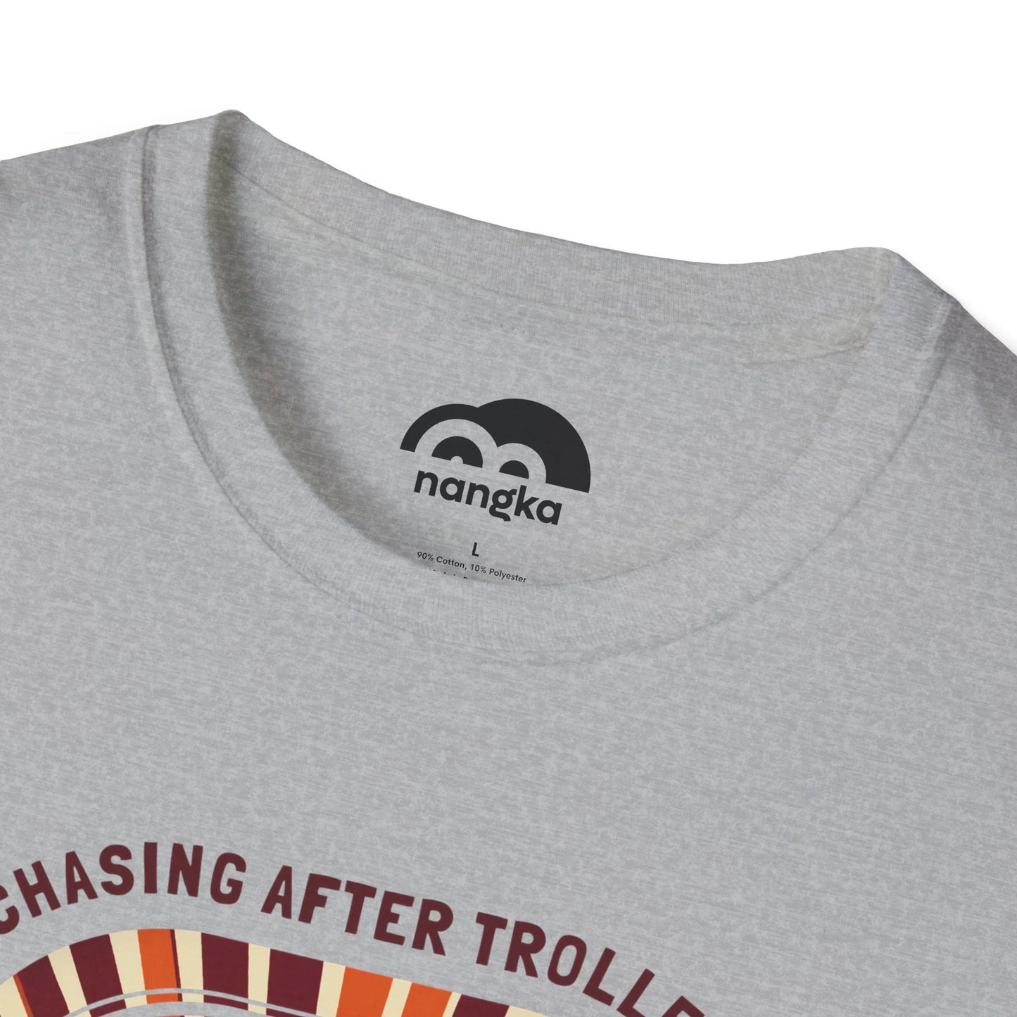 Chasing After Trolleys - Soaring Cat T-Shirt Sport Grey Collar