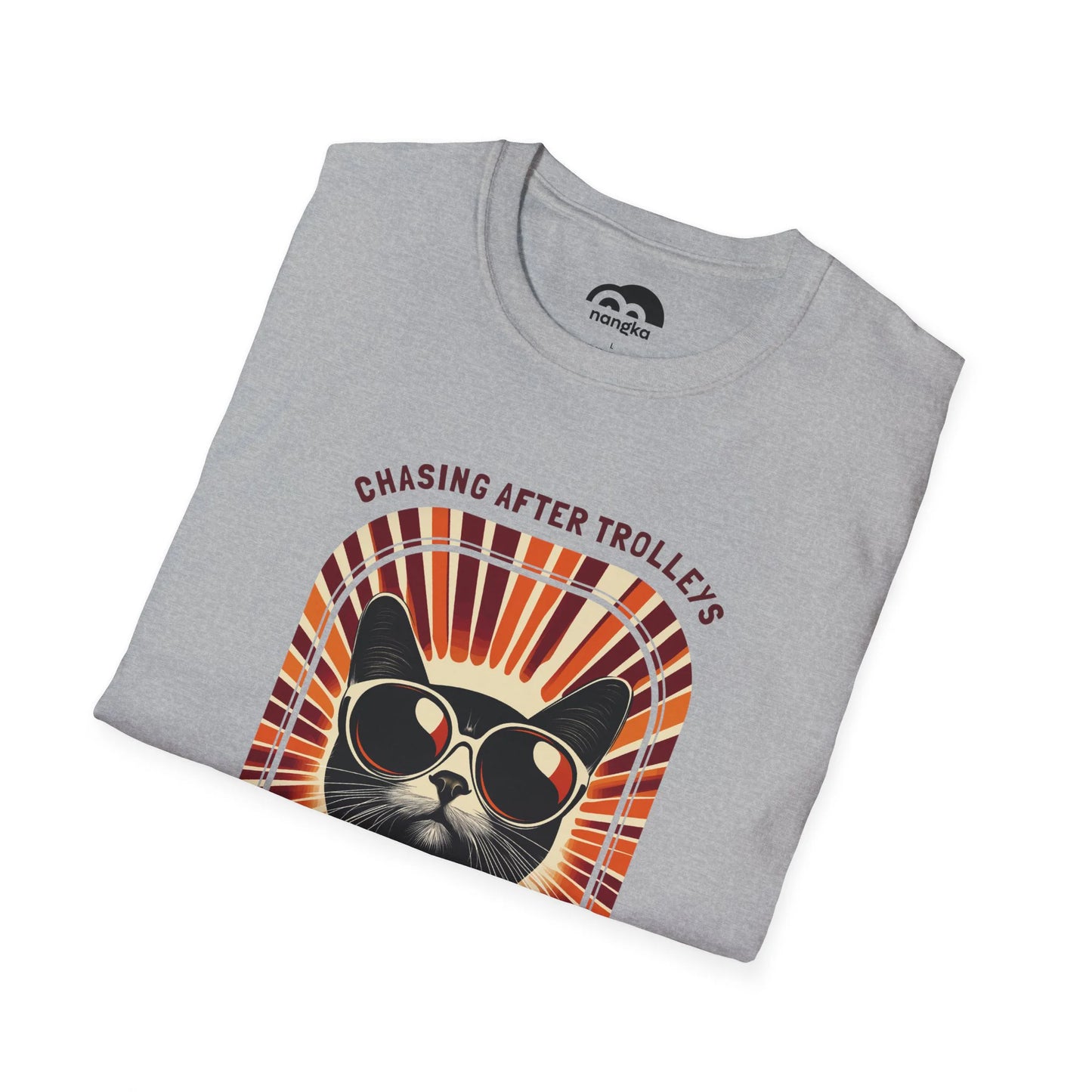 Chasing After Trolleys - Soaring Cat T-Shirt Sport Grey Folded