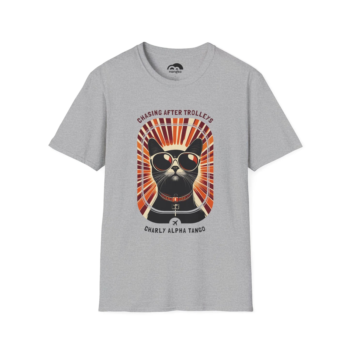 Chasing After Trolleys - Soaring Cat T-Shirt Sport Grey Front
