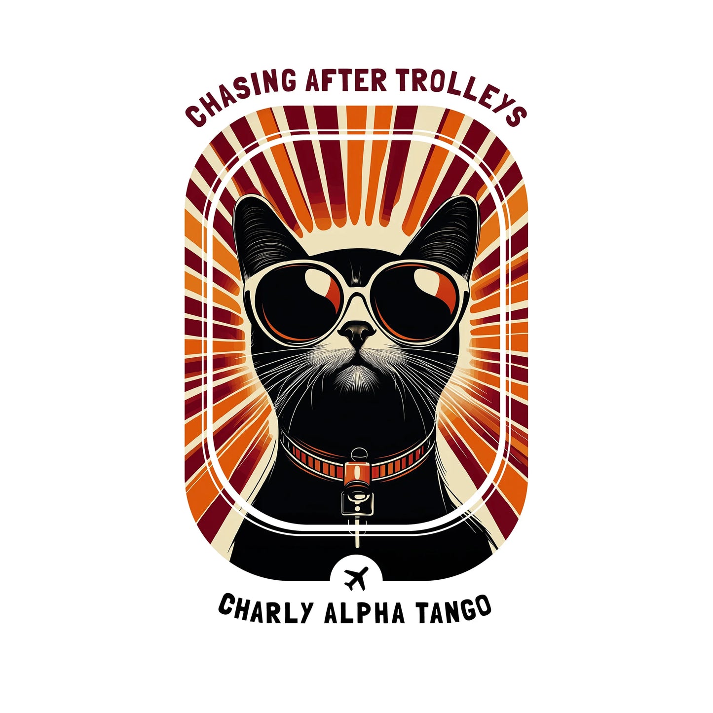 Chasing After Trolleys - Soaring Cat T-Shirt White Artwork