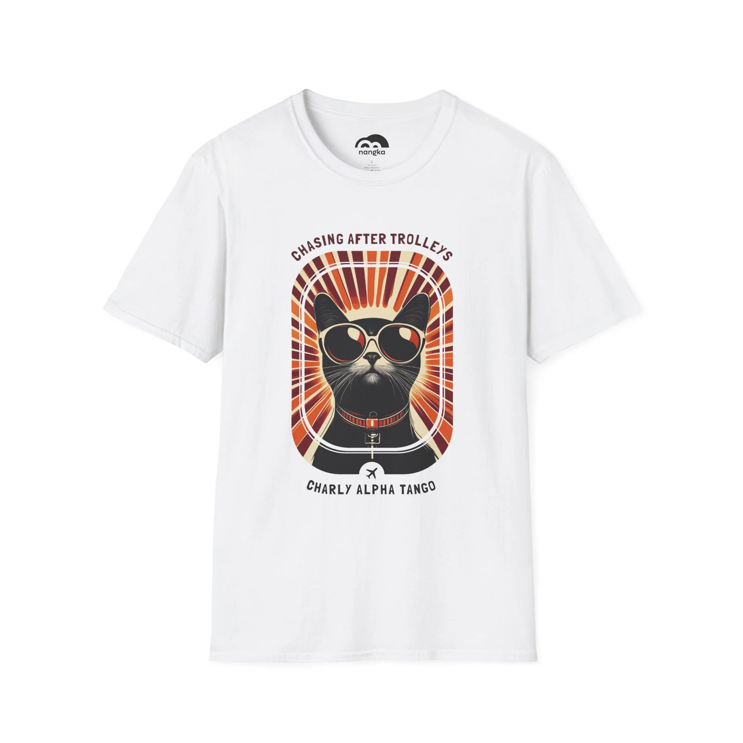 Chasing After Trolleys - Soaring Cat T-Shirt White Front