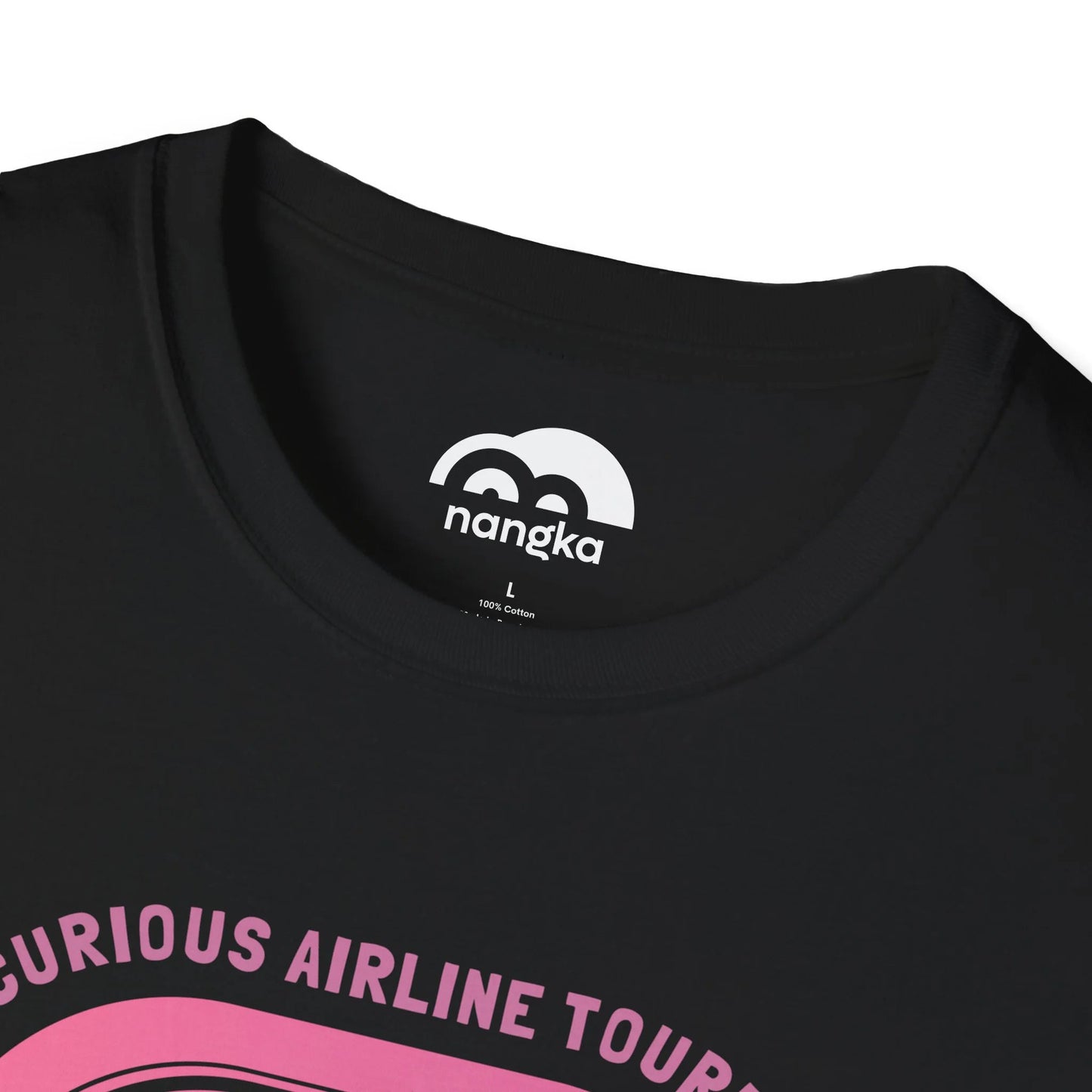 Curious Airline Tourist - Soaring Cat T-Shirt Black Collar