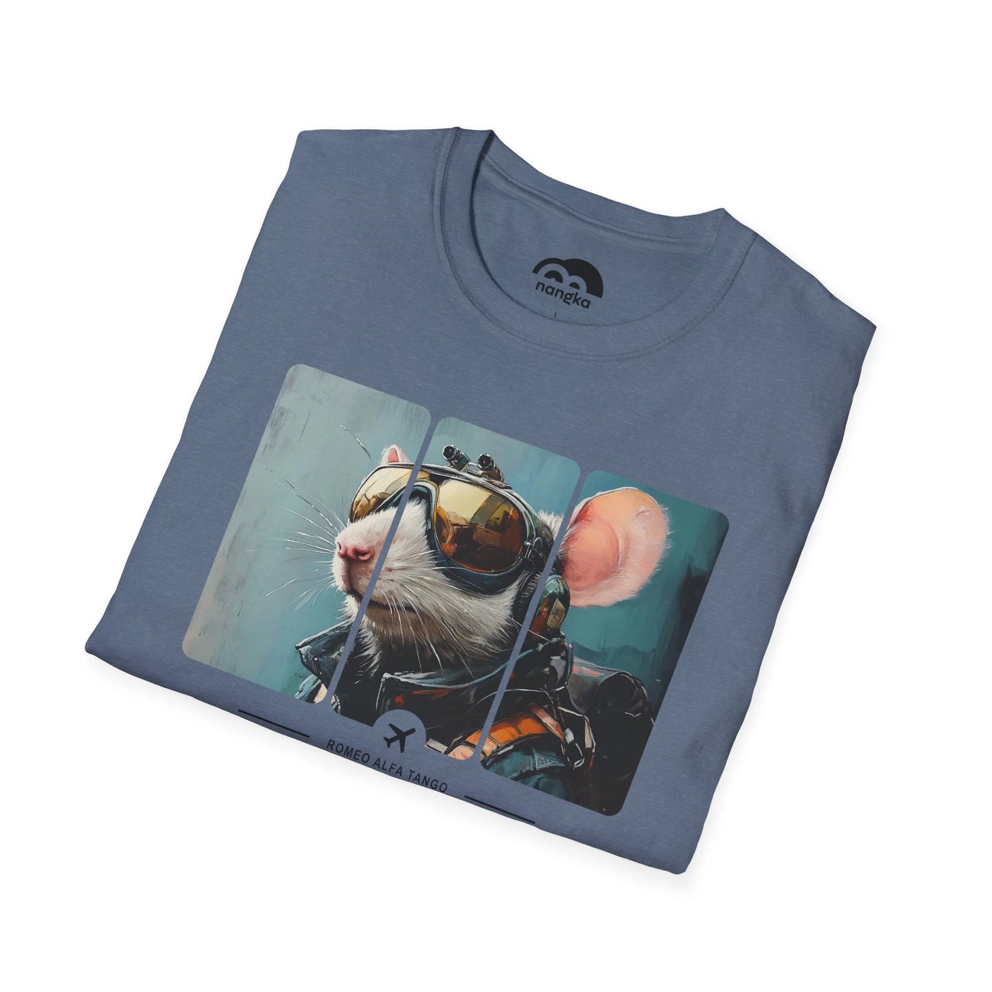 Rapidly Ascending Tail - Runway Rodent T-Shirt Heather Indigo Folded