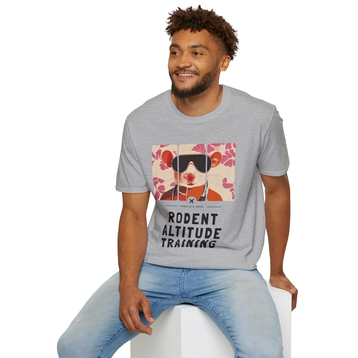Rodent Altitude Training - Runway Rodent T-Shirt Spot Grey Sitting