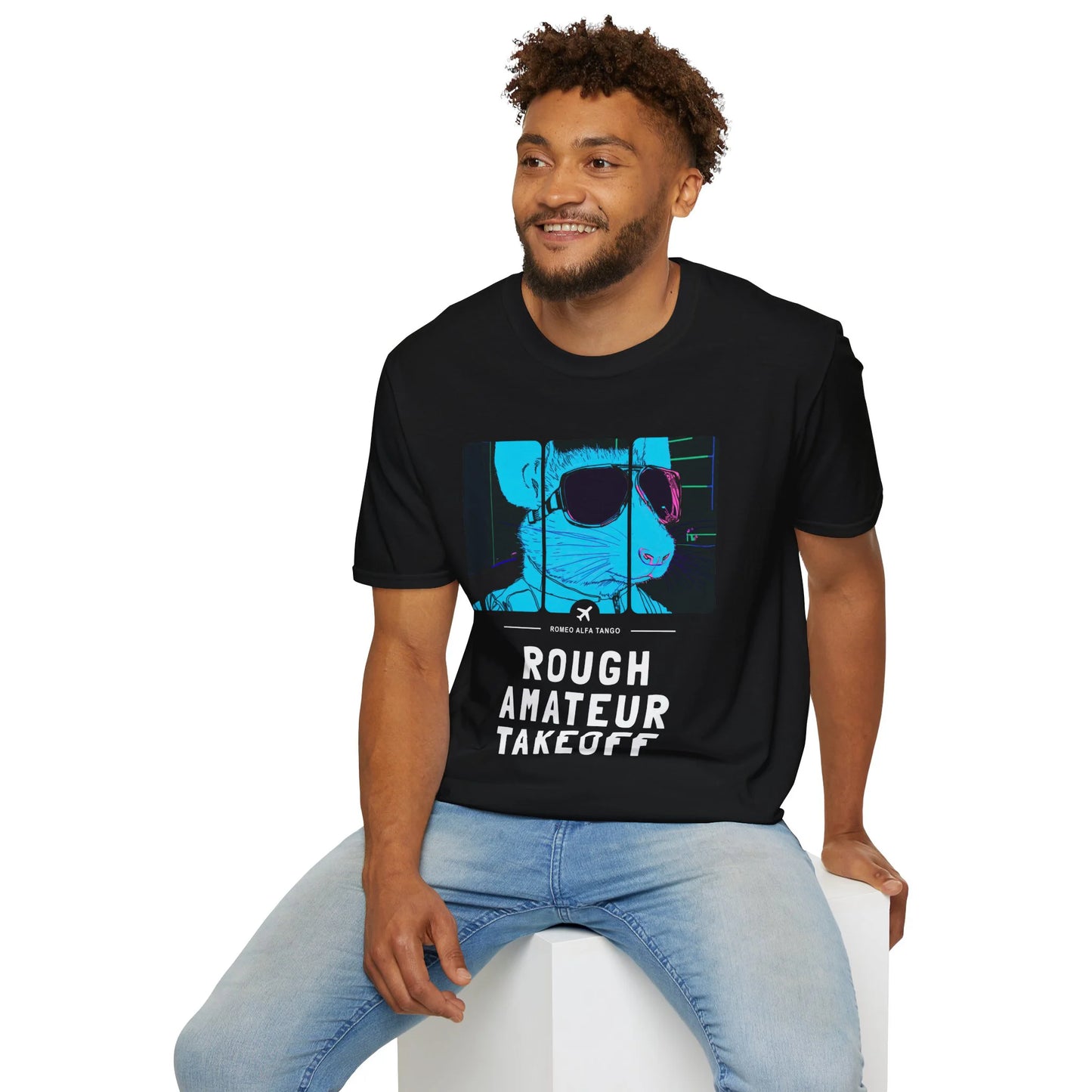 Rough Amateur Takeoff - Runway Rodent T-Shirt Black Sitting
