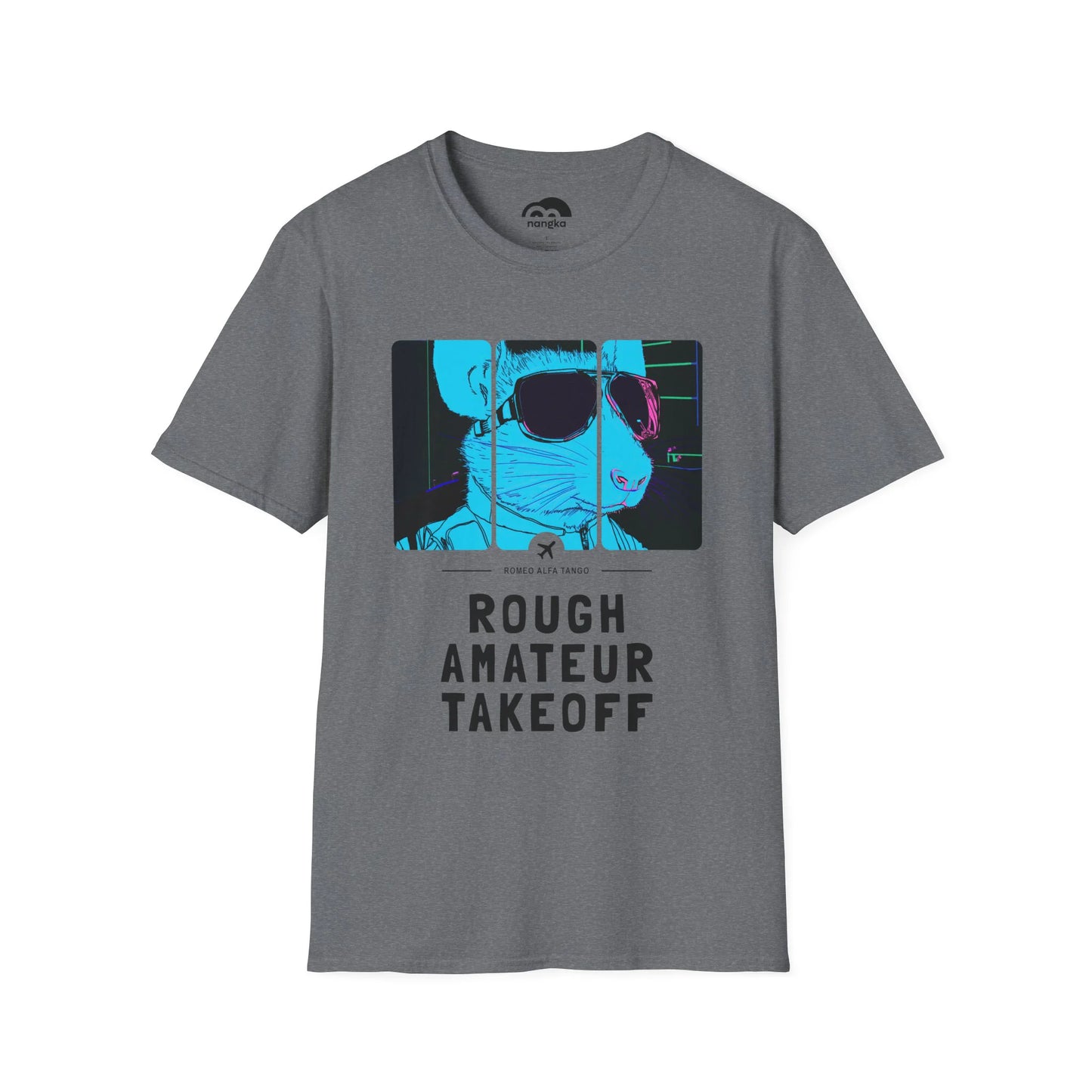 Rough Amateur Takeoff - Runway Rodent T-Shirt Graphite Heather Front