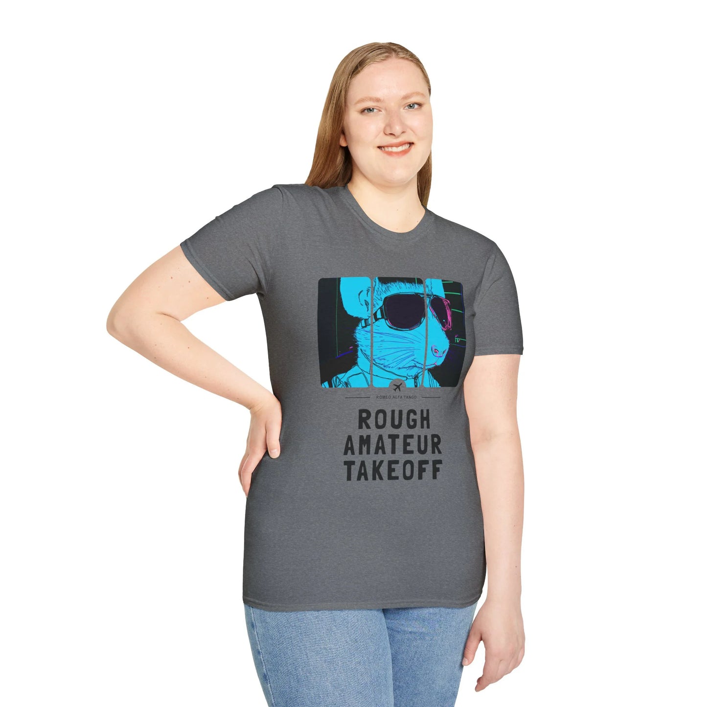Rough Amateur Takeoff - Runway Rodent T-Shirt Graphite Heather Standing