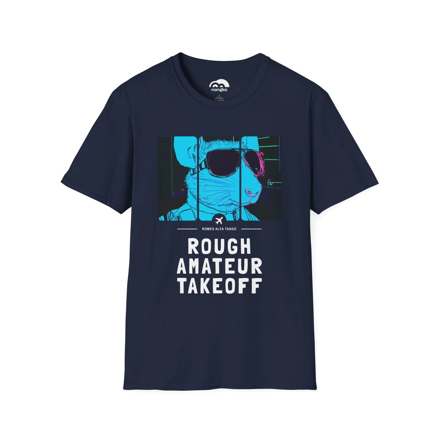 Rough Amateur Takeoff - Runway Rodent T-Shirt Navy Blue Front