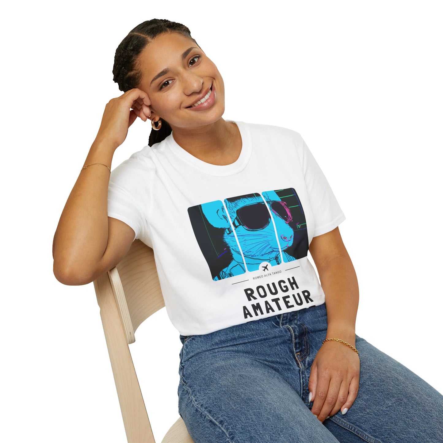 Rough Amateur Takeoff - Runway Rodent T-Shirt White Sitting