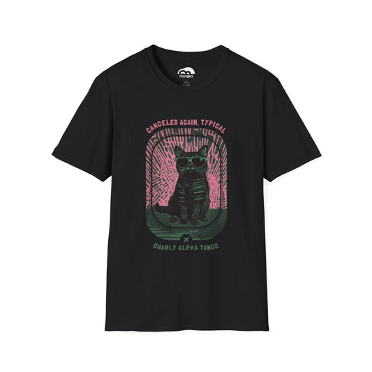Cancelled Again, Typical - Soaring Cat T-Shirt Black Front