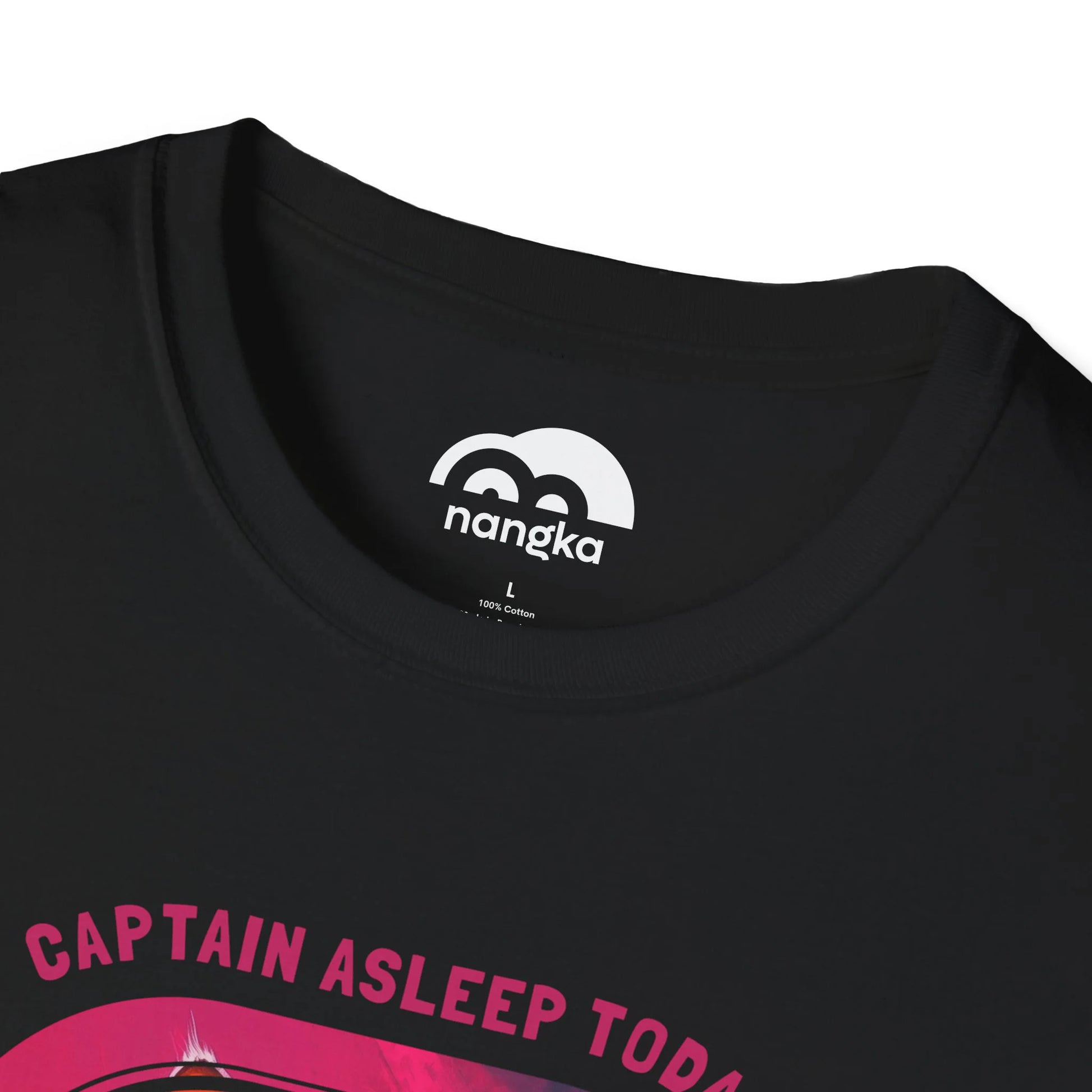 Captain Asleep Today - Soaring Cat T-Shirt Black Collar