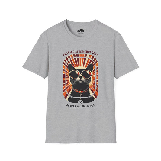Chasing After Trolleys - Soaring Cat T-Shirt Sport Grey Front