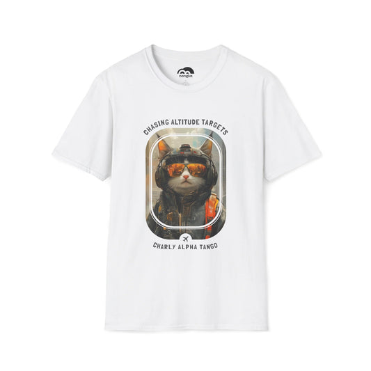 Chasing Altitude Targets - Soaring Cat T-Shirt White Front
