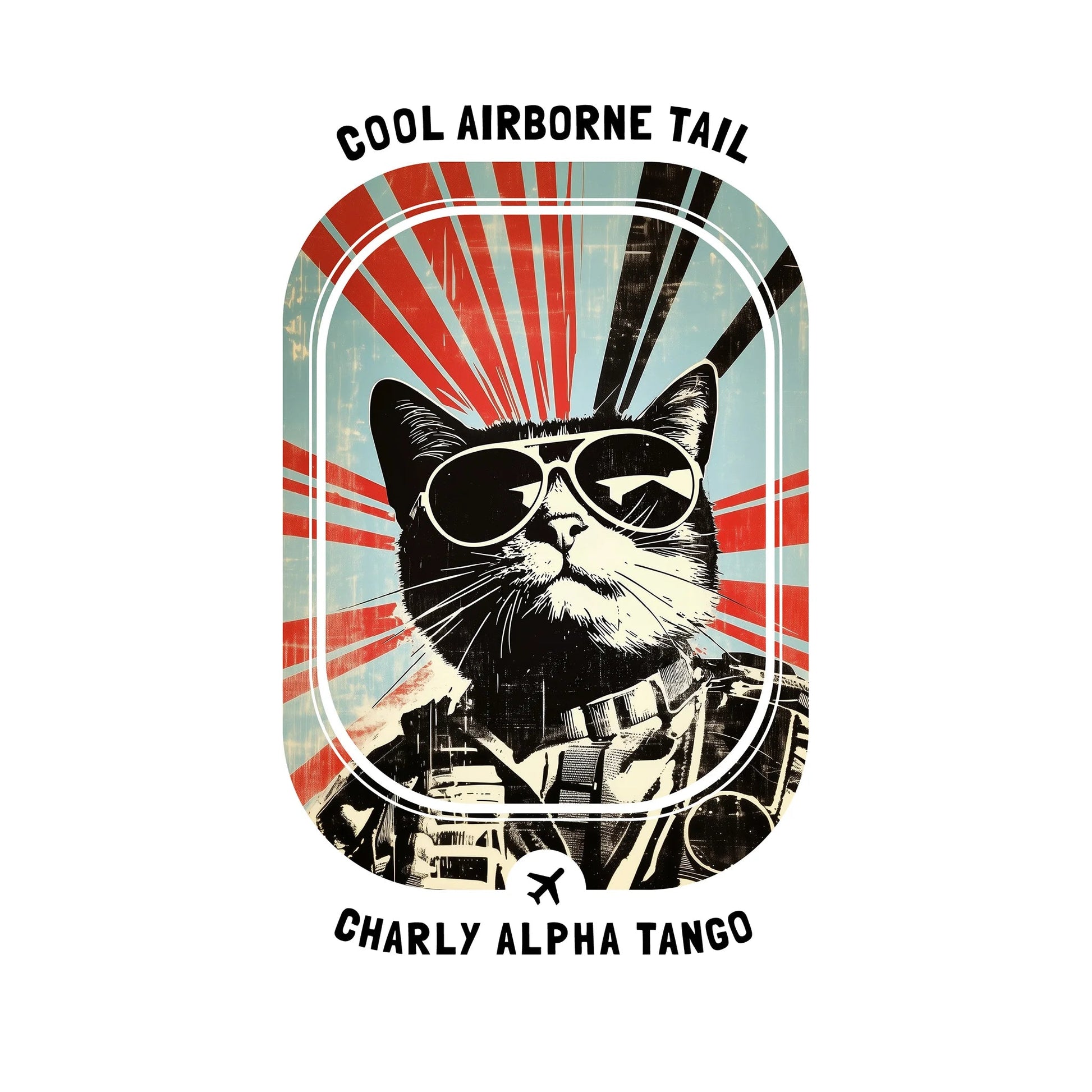 Cool Airborne Tail - Soaring Cat T-Shirt White Artwork