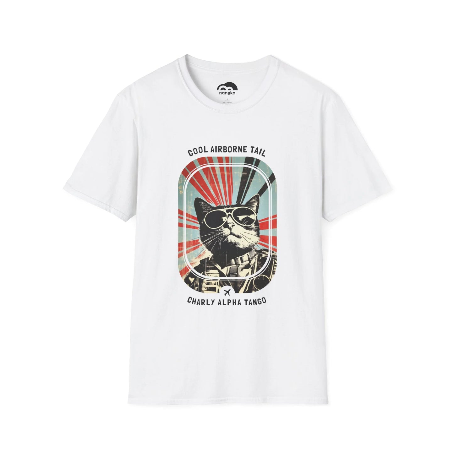 Cool Airborne Tail - Soaring Cat T-Shirt White Front